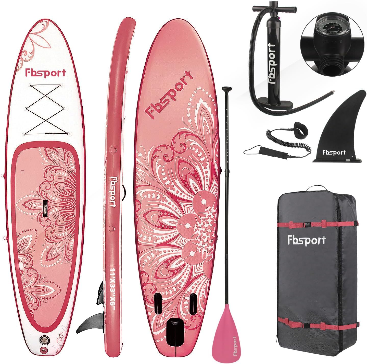 FBSPORT 11' Premium Stand Up Paddle Board Yoga Board with Durable SUP Accessories Carry Bag