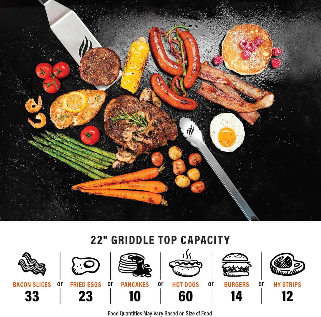 Blackstone 1666 22?? Tabletop Griddle with Stainless Steel Faceplate, Powder Coated Steel, Black