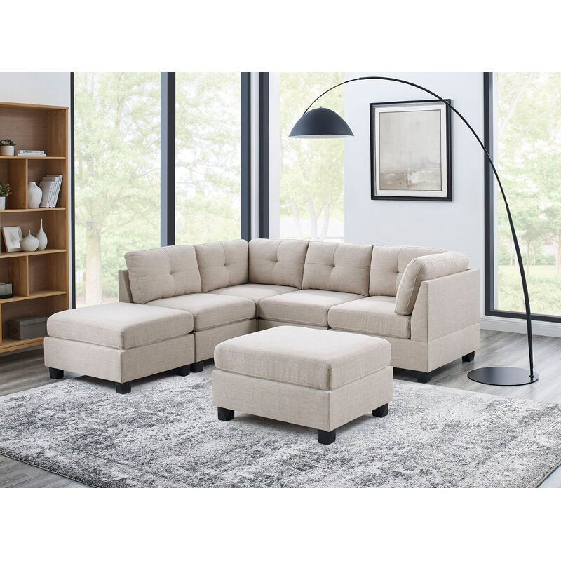 Chenault 92&prime;&prime; Wide Reversible Modular Sofa &amp; Chaise With Ottoman