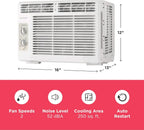 Frigidaire 5,000 BTU Window Air Conditioner with Remote Control, Cools Up to 150 Sq. Ft., Quiet Operation, Eco Mode, 3 Fan Speeds, Auto Restart, White
