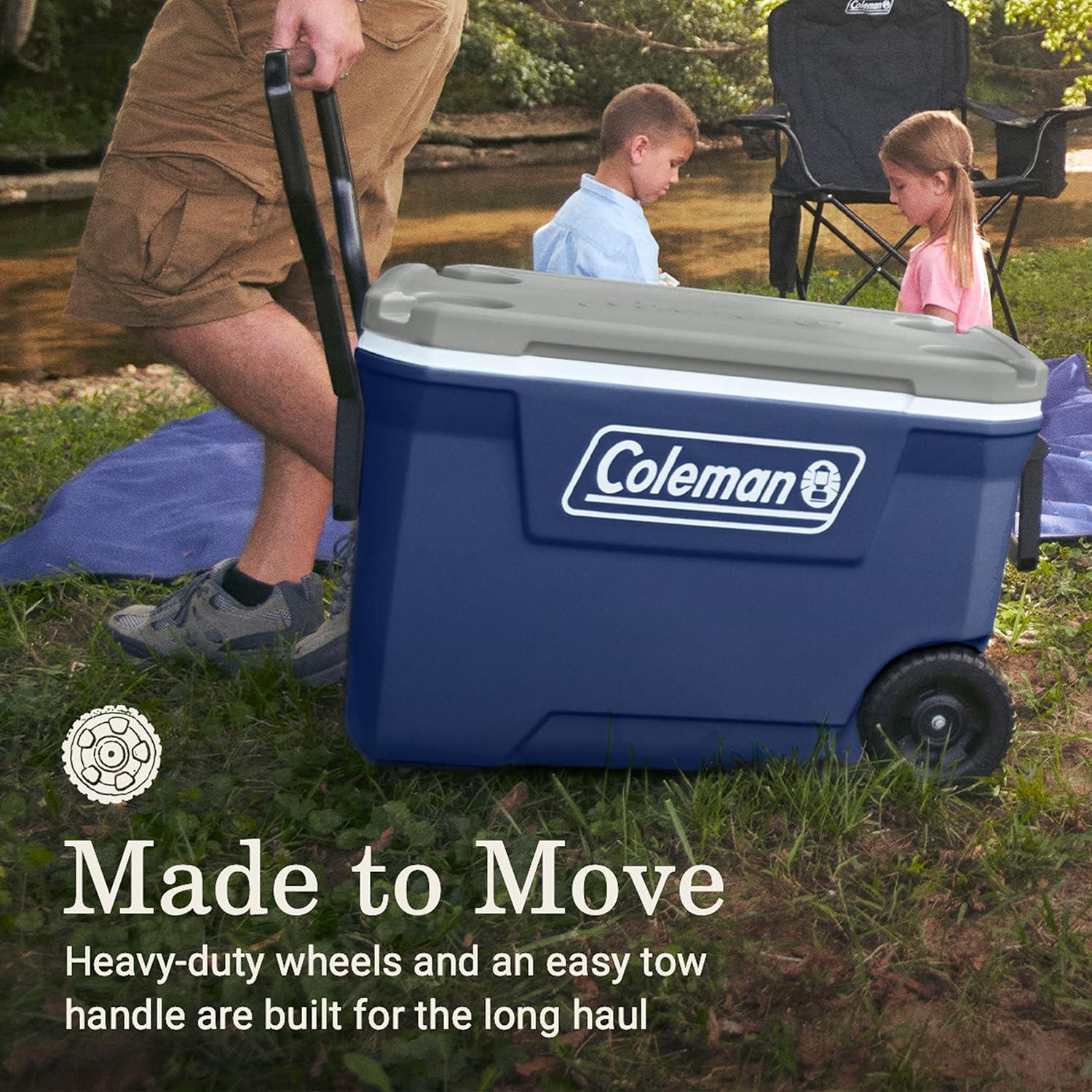 Coleman Classic Series Insulated Portable Wheeled Cooler, Leak-Resistant Outdoor Hard Cooler Keeps Ice up to 5 Days, 100-Quart