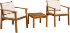 Flamaker Patio Furniture 4 Piece Outdoor Acacia Wood Patio Conversation Sofa Set with Table & Cushions Porch Furniture for Deck, Balcony, Backyard