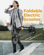 Electric Scooter - 8.5" Solid Tires, 350W Motor, Up to 19 MPH and 21-23 Miles Long-Range Portable Foldable Commuting Scooter for Adults with Double Braking System and App