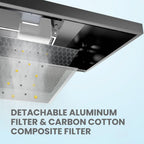 Comfee 30" Under Cabinet Ducted/Ductless Convertible Slim Vent Durable Stainless Steel Kitchen Reusable Filter