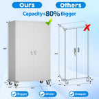 Aobabo 73''H Metal Garage Storage Cabinet with Wheels,Steel Cabinets with 2 Doors and 4 Adjustable Shelves for Home Office,Required Assembly,Black