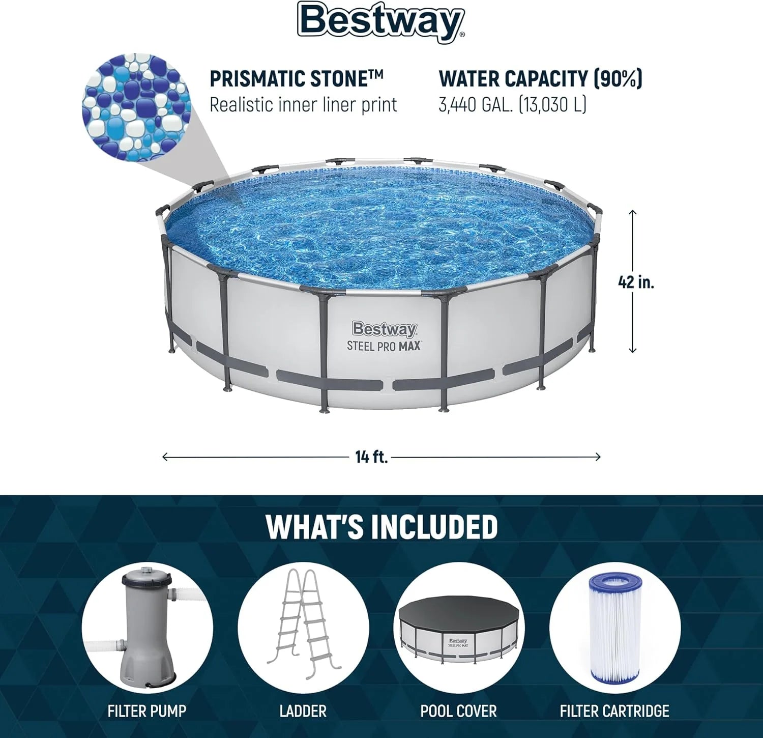 Steel Pro MAX 10 Foot x 30 Inch Round Metal Frame Above Ground Outdoor Backyard Swimming Pool Set with 330 GPH Filter Pump