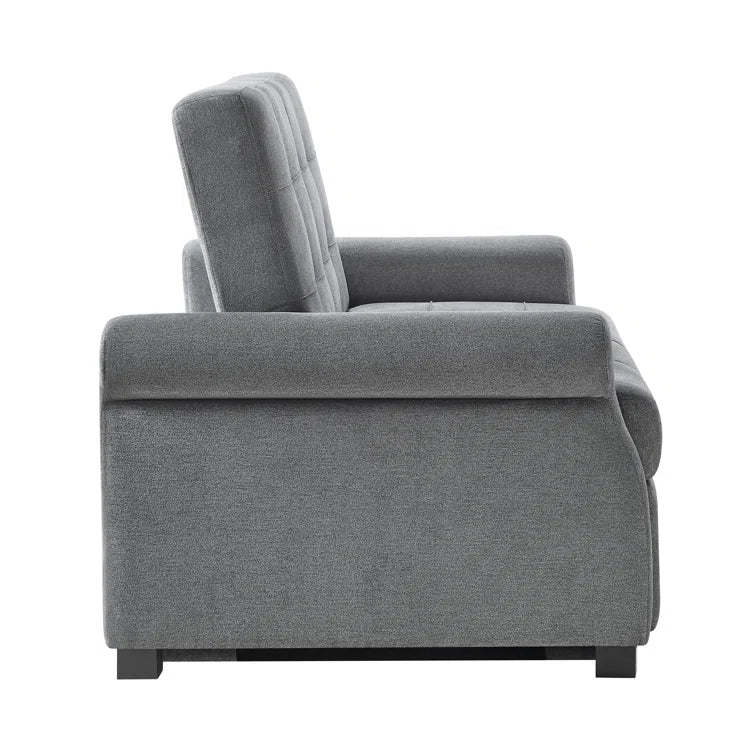 Serta Sabrina 73" Queen Rolled Arm Tufted Back Convertible Sleeper Sofa with Cushions (Dark Gray)