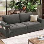 Hanherry 89" Sofa for Living Room, Modern Comfy Sofa with Medium Firm Seat Cushion, Removable Cover,Wide Armrest,USB/Type-C Port,Chenille Fabric Couches for Small Space,Apartment