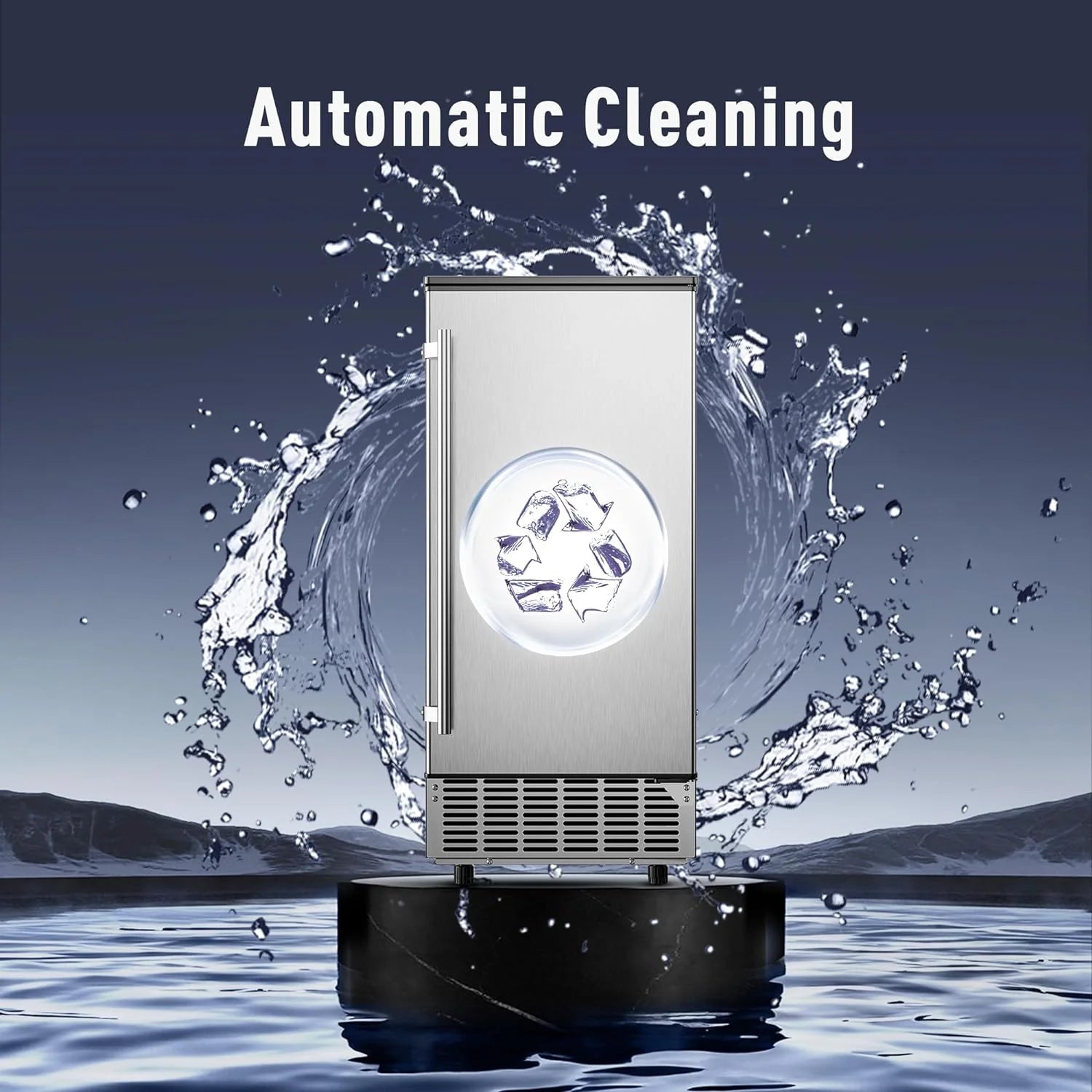 Commercial Under Counter Ice Maker Machine, 80Lbs/Day with 24lbs Ice Storage, Built-in Drain Pump/Automatic Cleaning/Timing Setting/Smart LCD Panel, Ideal for Both Home and Commercial Use
