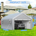 6x8 ft Heavy Duty Carport Tent Portable Garage Removable Side Walls Four Seasons Tarpaulin