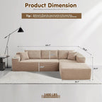 ovios 104" Cloud Sectional Couch with L-Shape Chaise,Modern Modular Sofa with Deep Seat, Upholstered Couches for Living Room Bedroom,No Assembly Required, Grey (Plush Corduroy Fabric)