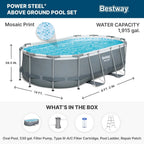Power Steel 14' x 8'2" x 39.5" Oval Above Ground Pool Set | Includes 530gal Filter Pump, Ladder, ChemConnect Dispener