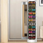 Large-capacity multi-layer rotating disinfection shoe cabinet with mirror deodorizer