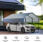 10'x15' Heavy Duty Metal Carport Outdoor Garage Car Shelter Shade with Heavier Frame