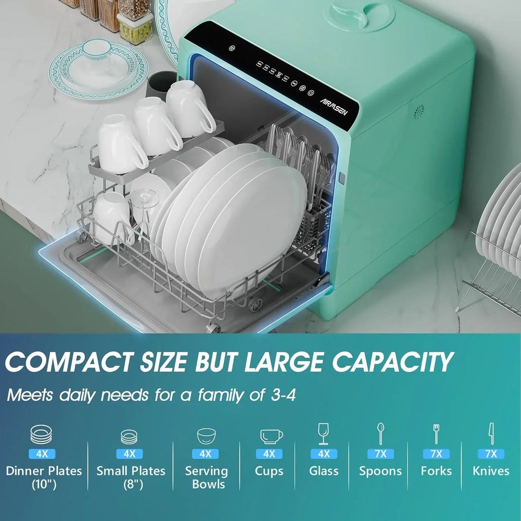 AIRMSEN portable tabletop dishwasher 5 washing programs mini dishwasher