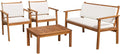 Flamaker Patio Furniture 4 Piece Outdoor Acacia Wood Patio Conversation Sofa Set with Table & Cushions Porch Furniture for Deck, Balcony, Backyard