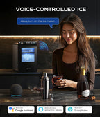 ecozy Nugget Ice Maker Countertop, Smart Pebble Ice Machine with APP Control, 44 lbs/24H Soft Pellet Chewable Ice with Self-Cleaning, Stainless Steel