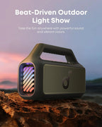 Outdoor Speaker, 80W, Subwoofer, BassUp 2.0, 24H Playtime, IPX7 Waterproof, Floatable, RGB Lights, USB-C, Custom EQ, Bluetooth 5.3, Portable for Camping, Beach, and Backyard