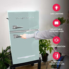 Frigidaire Retro Mini Fridge with Freezer Side Bottle Opener-Small 2 Door Refrigerator Office Bar