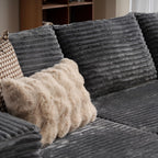 ovios 104" Cloud Sectional Couch with L-Shape Chaise,Modern Modular Sofa with Deep Seat, Upholstered Couches for Living Room Bedroom,No Assembly Required, Black (Corduroy Fabric)
