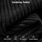 ovios 104" Cloud Sectional Couch with L-Shape Chaise,Modern Modular Sofa with Deep Seat, Upholstered Couches for Living Room Bedroom,No Assembly Required, Black (Corduroy Fabric)
