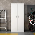 Aobabo 73''H Metal Garage Storage Cabinet with Wheels,Steel Cabinets with 2 Doors and 4 Adjustable Shelves for Home Office,Required Assembly,Black