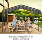 10'x15' Heavy Duty Metal Carport Outdoor Garage Car Shelter Shade with Heavier Frame