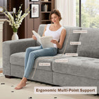 Hanherry 89" Sofa for Living Room, Modern Comfy Sofa with Medium Firm Seat Cushion, Removable Cover,Wide Armrest,USB/Type-C Port,Chenille Fabric Couches for Small Space,Apartment