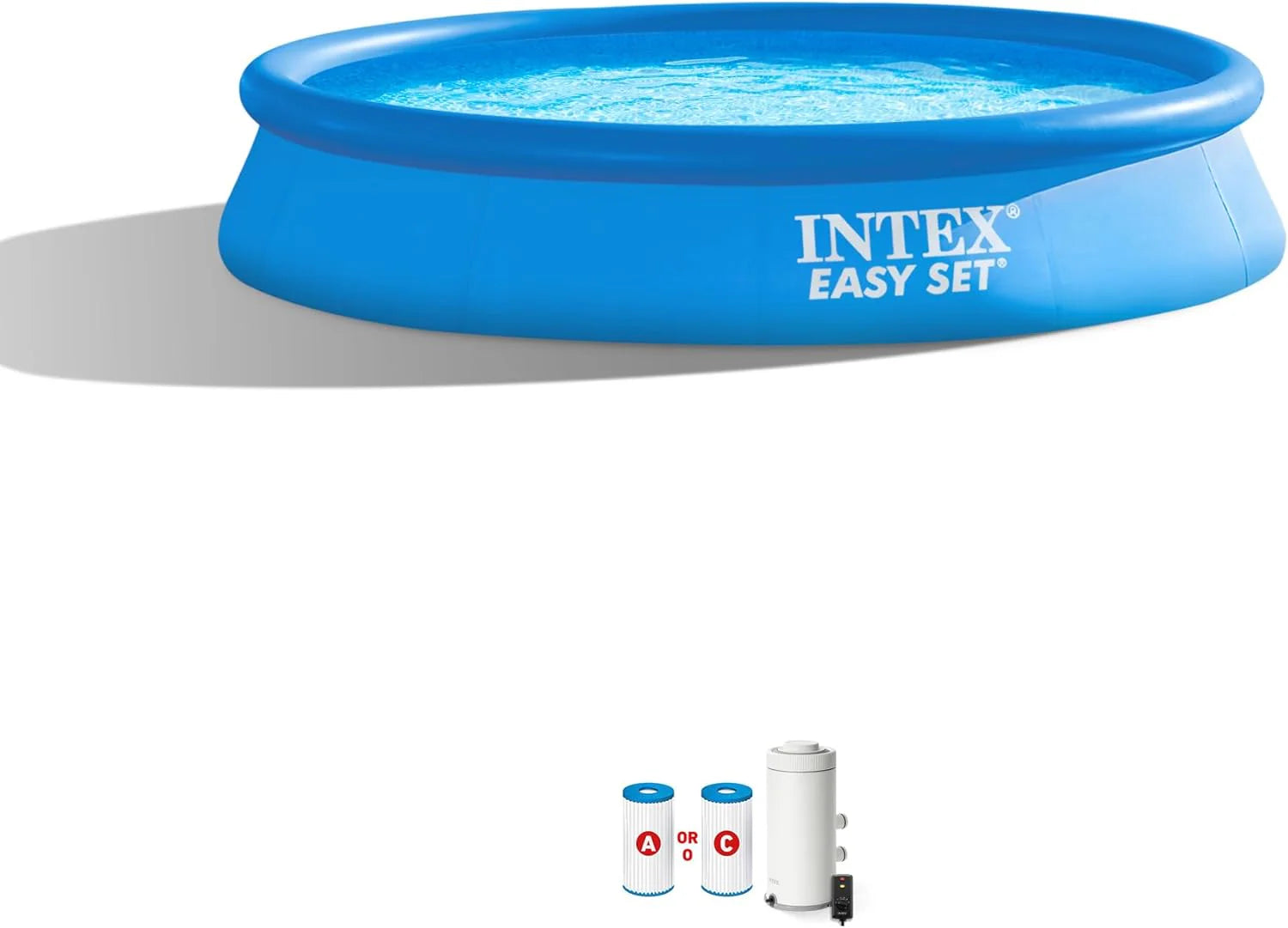 Intex 28167EH Easy Set Inflatable Swimming Pool Set: 15ft x 48in �?Includes 1000 GPH Cartridge Filter Pump �?Removable Ladder �?Pool Cover �?Ground