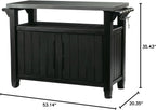 Keter Outdoor Rolling Table Cart for Food Prep, Storage, Bar & Grill, Dark Brown