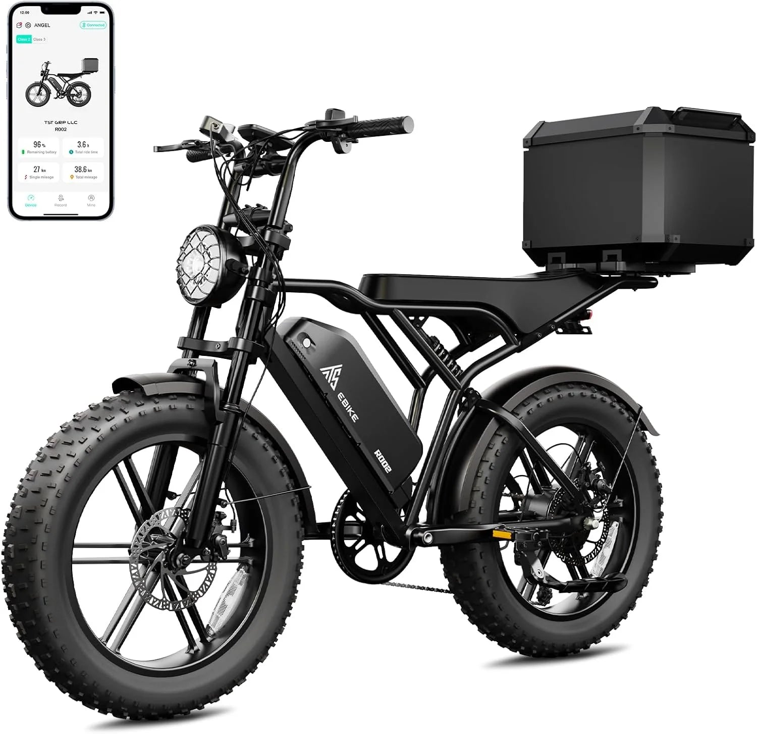 TST Electric Bike for Adults 1500W Peak 20" Fat Tire All-Terrain E-Bike 60/110 Miles 28 MPH Electric Dirt Bike