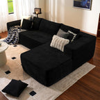 ovios 104" Cloud Sectional Couch with L-Shape Chaise,Modern Modular Sofa with Deep Seat, Upholstered Couches for Living Room Bedroom,No Assembly Required, Black (Corduroy Fabric)