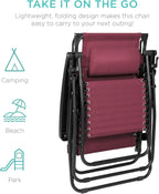 Best Choice Products Folding Zero Gravity Recliner Patio Lounge Chair Adjustable Canopy Shade
