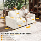 Hanherry 89" Sofa for Living Room, Modern Comfy Sofa with Medium Firm Seat Cushion, Removable Cover,Wide Armrest,USB/Type-C Port,Chenille Fabric Couches for Small Space,Apartment