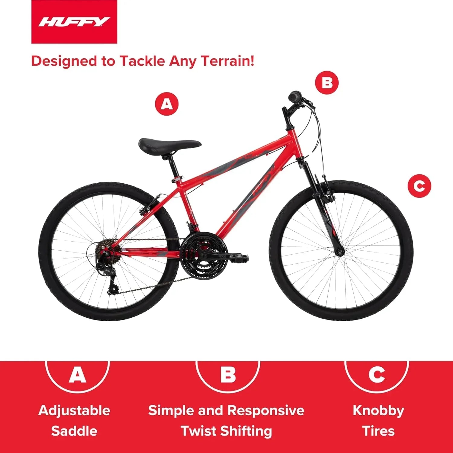 Huffy Stone Mountain Hardtail Mountain Bike for Boys/Girls/Men/Women 20"/24"/26" Sizes