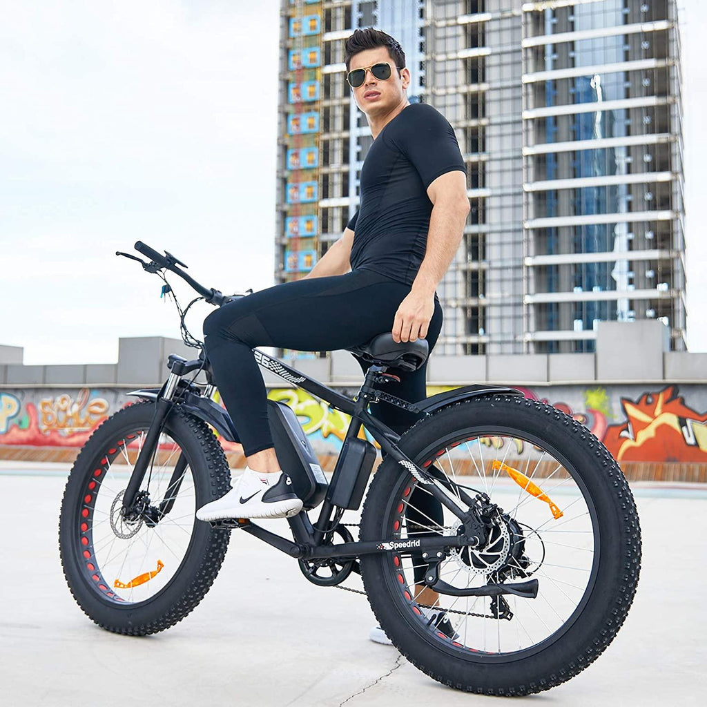 Speedrid Electric Bike 48V 500W Fat Tire Electric Bike Snow Bike 26??? 4.0, 48V 10Ah Removable Battery and Professional 7 Speed