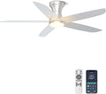Ohniyou 46" Ceiling Fan with Lights and Remote Control - Indoor Silent DC Motor, Dimmable, Low Profile for Bedroom and Kitchen (Silver)
