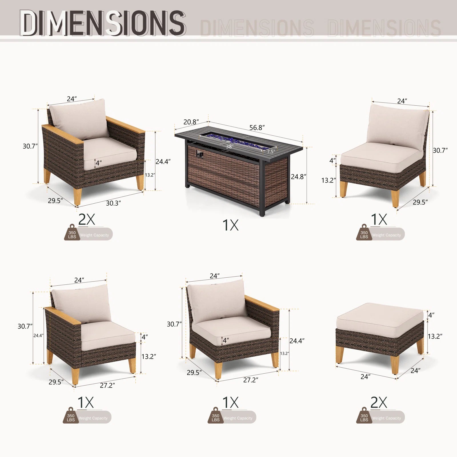 Wicker 9 - Person Garden Lounge Set with Cushions