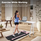 BITOUSHI Treadmill Under Desk Walking Pad 2 in 1, 3.0HP Portable Small Treadmill for Office & Home, Ultra Quiet & Installation-Free with Remote Control, LED Display, 220 Lb Capacity - Pink