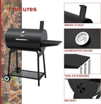 Royal Gourmet CC1830 30 Inch Barrel Charcoal Grill with Side Table Outdoor BBQ Grill  for Backyard