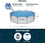 Steel Pro MAX 10 Foot x 30 Inch Round Metal Frame Above Ground Outdoor Backyard Swimming Pool Set with 330 GPH Filter Pump