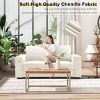 Hanherry 89" Sofa for Living Room, Modern Comfy Sofa with Medium Firm Seat Cushion, Removable Cover,Wide Armrest,USB/Type-C Port,Chenille Fabric Couches for Small Space,Apartment