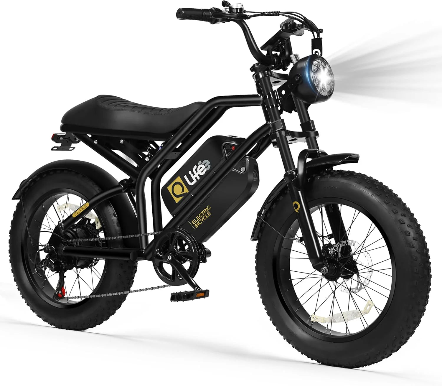 Qlife Electric Bike for Adults/Teens Spark-1500W Peak Motor 20" Fat Tires 28MPH(Unlock to 35MPH) Dirt Bike