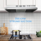 Comfee 30" Under Cabinet Ducted/Ductless Convertible Slim Vent Durable Stainless Steel Kitchen Reusable Filter
