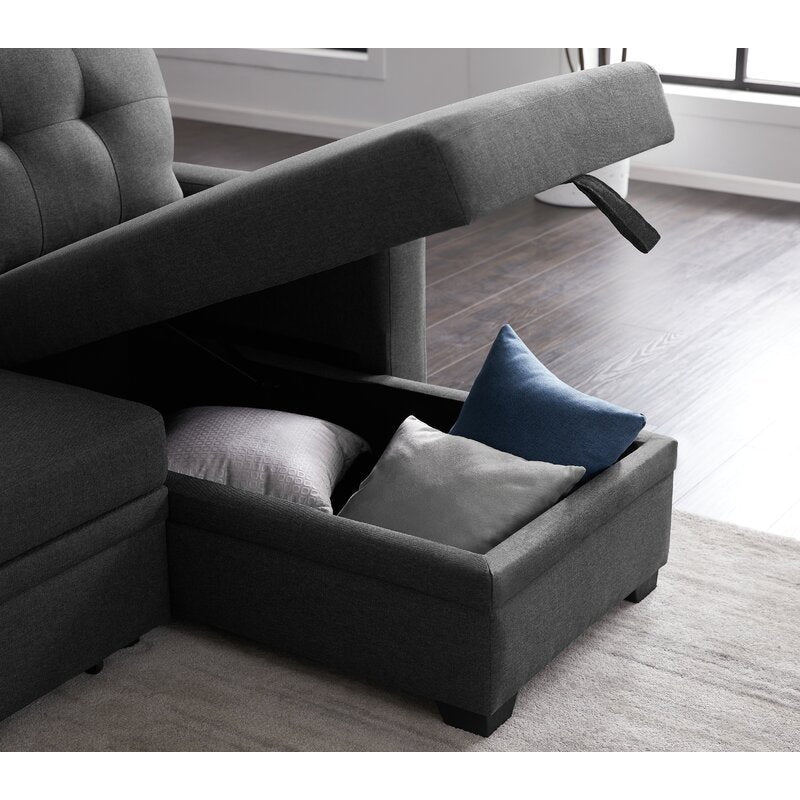Anyan 83&prime;&prime; Wide Linen Reversible Sleeper Sofa &amp; Chaise