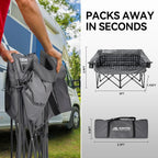Double Camping Chairs Padded Loveseat Chair for 2 Person - Heavy Duty Oversized Camping Couch for Adults Outdoor Lawn Beach - Portable Folding Sofa with Cup Holders and Carry Bag, Grey