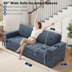 Hanherry 89" Sofa for Living Room, Modern Comfy Sofa with Medium Firm Seat Cushion, Removable Cover,Wide Armrest,USB/Type-C Port,Chenille Fabric Couches for Small Space,Apartment