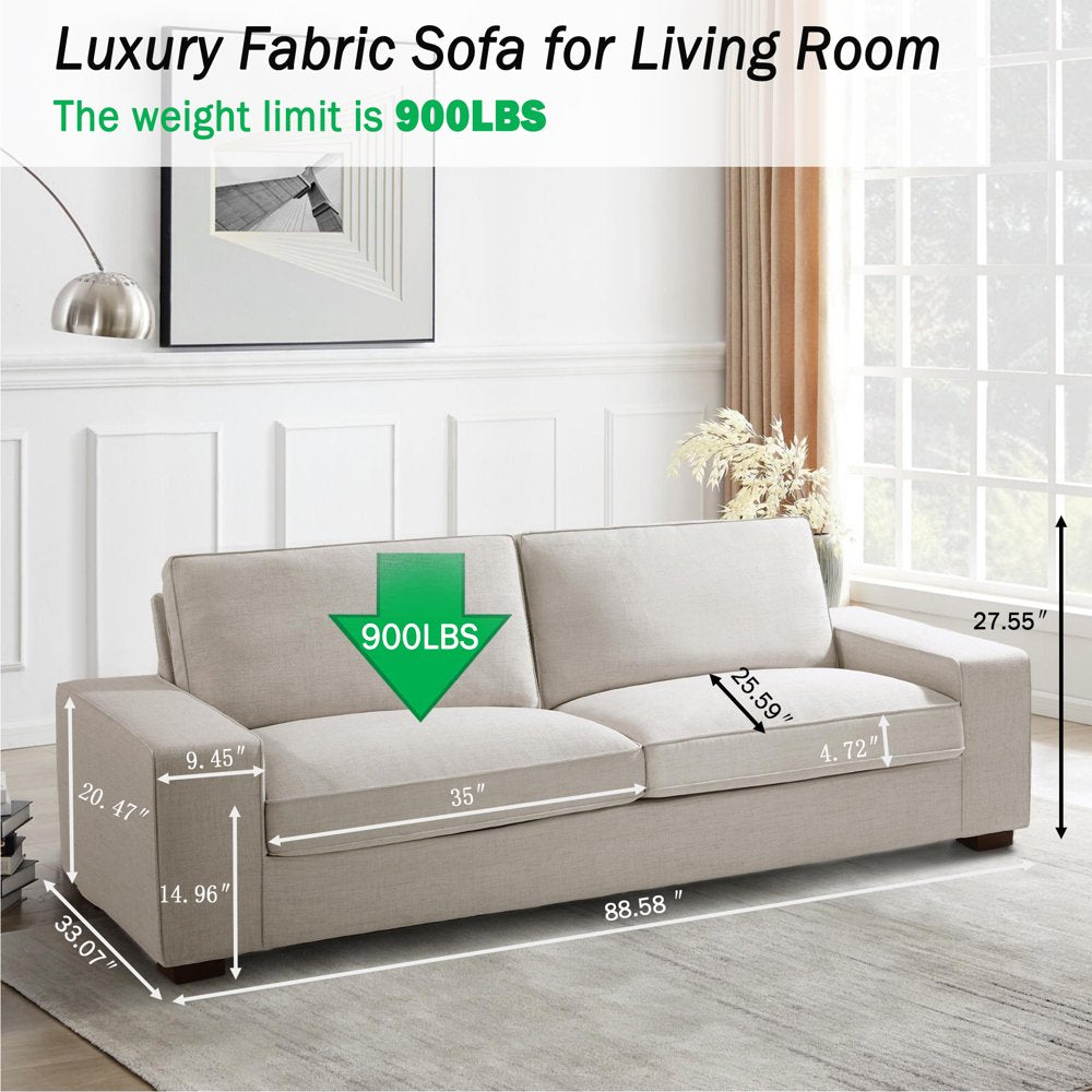 INGALIK 88.58" Modern Loveseat Sofa for Living Room, 3 Seater, Beige