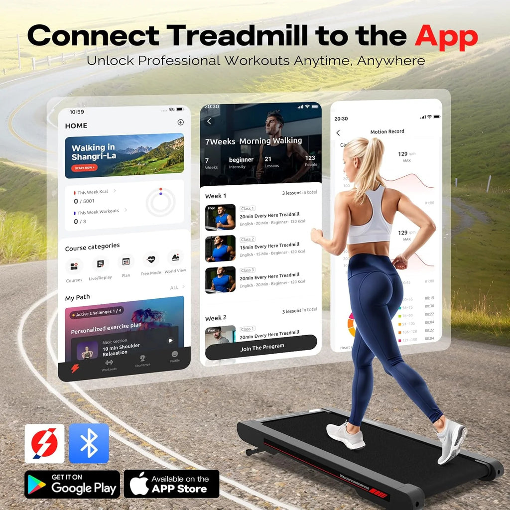 Sperax Walking Vibration Pad with APP, 3 in 1 Under Desk Treadmill, 2.5HP Low Noise Walking Treadmill Pad with Remote Control,Portable Treadmills for Home Office