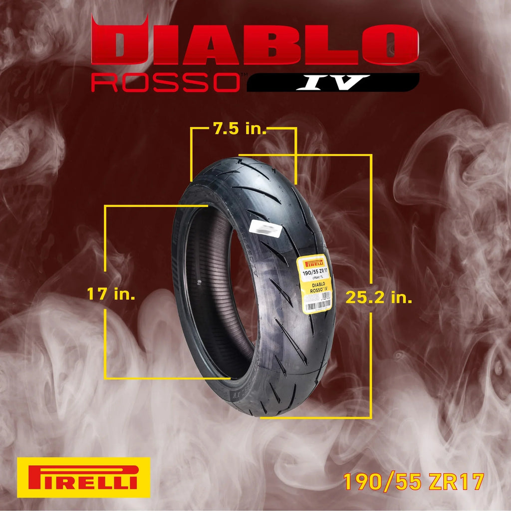 Pirelli Diablo Rosso IV Motorcycle Tires Set ?C Front 110/70ZR17 & Rear 190/55ZR17 with Bonus Keychain